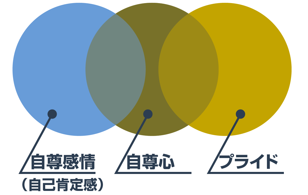 自尊感情・自尊心・プライドの違いのイメージ